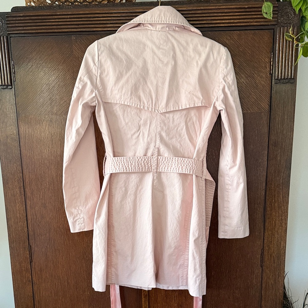 Buffalo David Bitton Pink Trench Coat Jacket Satin Belt Pockets Small Womens - Picture 2 of 9